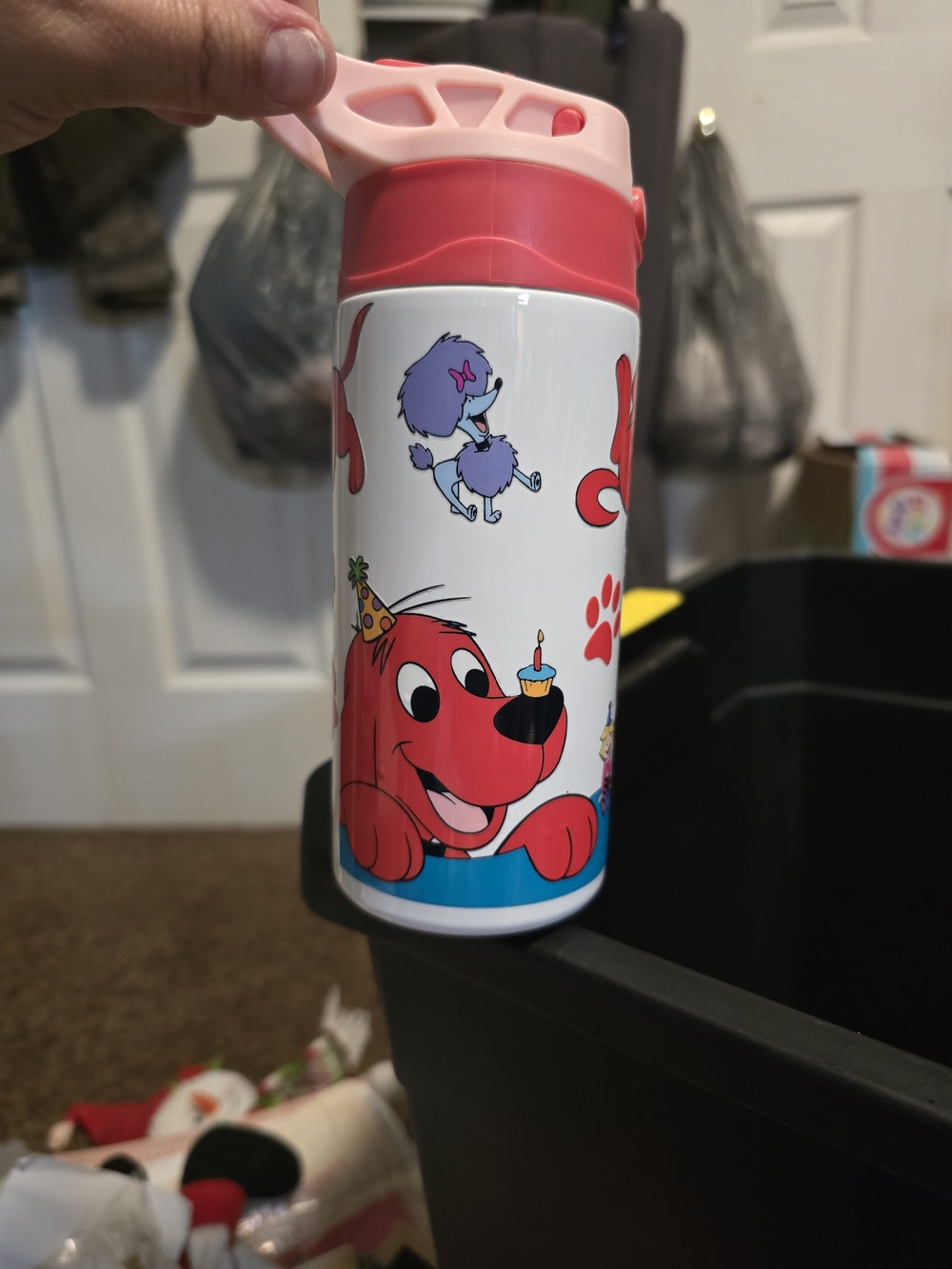 Clifford the Big Red Dog Kids Water Bottle - Pink/Red